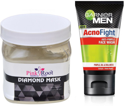 

Pink Root DIAMOND MASK 500G WITH GARNIER ACNO FIGHT FACEWASH(Set of 2)
