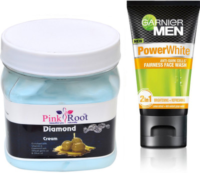 

Pink Root DIAMOND CREAM 500G WITH POWER WHITE FACEWASH(Set of 2)