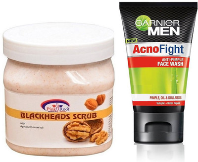 

Pink Root BLACKHEAD SCRUB 500G WITH GARNIER ACNO FIGHT FACEWASH(Set of 2)