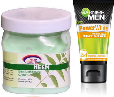 

Pink Root NEEM CREAM 500G WITH GARNIER POWER WHITE FACEWASH(Set of 2)