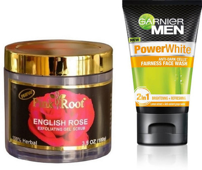 

Pink Root ENGLISH ROSE SCRUB 100G WITH POWER WHITE FACEWASH(Set of 2)