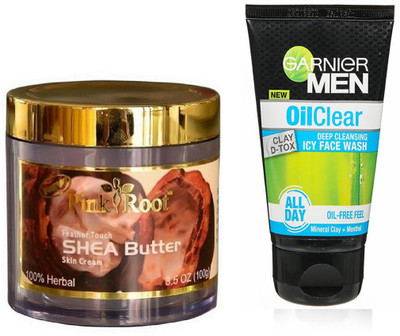

Pink Root SHEA BUTTER CREAM 100G WITH GARNIER OIL CLEAR FACEWASH(Set of 2)