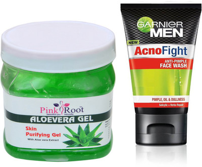

Pink Root ALOEVERA GEL SCRUB 500G WITH GARNIER ACNO FIGHT FACEWASH(Set of 2)