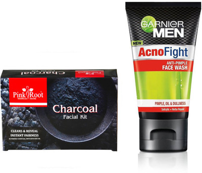 

Pink Root CHARCOAL KIT 83G WITH GARNIER ACNO FIGHT FACEWASH(Set of 2)