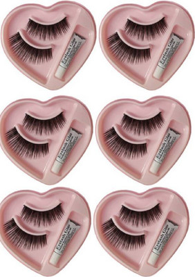 

Shopeleven Premium False Eyelashes With Glue Black (Combo Of 6) (Pack of 6)