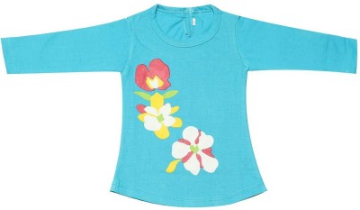 babeezworld Baby Girls Casual Cotton Blend Full Sleeve Top(Light Blue, Pack of 1)
