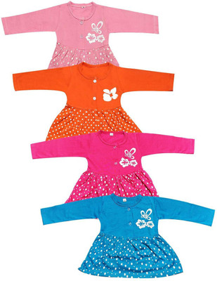 babeezworld Girls Midi/Knee Length Casual Dress(Multicolor, Full Sleeve)