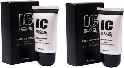 Incolor Oil Free, Long Lasting Primer, SPF 15, Pack of 2 Primer - 30 ml(White)