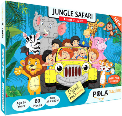 

Pola Puzzles Jungle Safari 60 Pieces Jigsaw Puzzles, Puzzles for Kids Age 5 Years and Above. Size: 37 cm X 24 cm(60 Pieces)