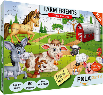 

Pola Puzzles Farm Friends 60 Pieces Jigsaw Puzzles, Puzzles for Kids Age 5 Years and Above. Size: 37 cm X 24 cm(60 Pieces)