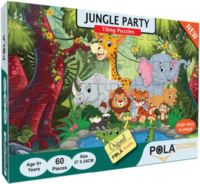 

Pola Puzzles Jungle Party 60 Pieces Jigsaw Puzzles, Puzzles for Kids Age 5 Years and Above. Size: 37 cm X 24 cm(60 Pieces)