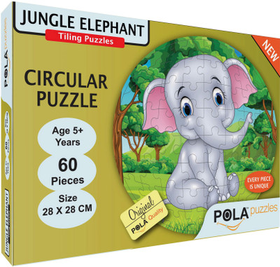 

Pola Puzzles Jungle Elephant Circular 60 Pieces Jigsaw Puzzles for Kids Puzzles for Kids Age 5 Years and Above. Size: 28 cm X 28 cm(60 Pieces)