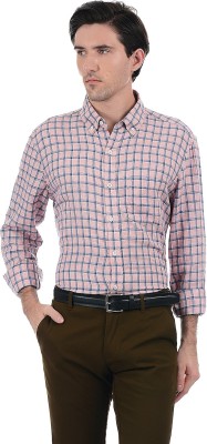 London Fog Men Checkered Casual Pink Shirt