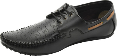 DCOBS Slip On Black Loafers Boat Shoes For Men(Black , 10)