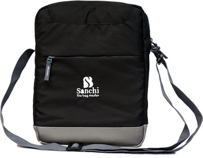 

Sanchi Men Casual Black, Silver Polyester Sling Bag