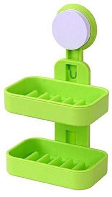 

Maison & Cuisine Double Layer Soap Box Suction Cup Holder Rack Bathroom Shower Soap Dish Hanging Tray Wall Holder Storage Holders (811-26)(Multicolor)