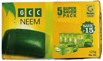 Girijan Naturally Pure Neem Soaps Saver Pack (5soap Each 125grms)(625 g, Pack of 5)