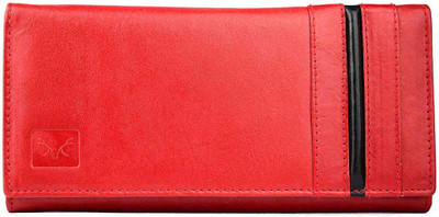 

Accezory Women Red Genuine Leather Wallet(13 Card Slots)