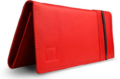 

ALFASCINO Women Red Genuine Leather Wallet(13 Card Slots)