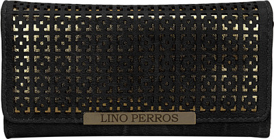 

Lino Perros Women Black Artificial Leather Wallet(11 Card Slots)