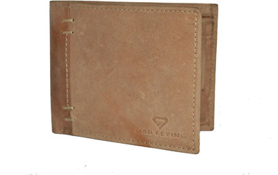 

QAD FLYING Men Khaki Genuine Leather Wallet(6 Card Slots)