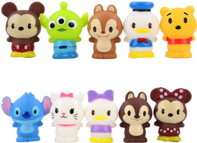 

imodish Cartoon 10 Pcs. / Set Mickey Mouse, Minnie Mouse, Chip, Stitch, Alien, Donald Duck, Winnie The Pooh, Daisy Duck, Hello Kitty Squishy Pencil Extender Topper 3-5 Cms. Action Figure(Multicolor)