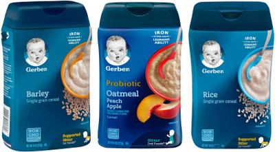 

Gerber Barley SingleGrain 227g + Oatmeal Peach Apple 227g + Rice Cereal 227g (681g) Cereal(681 g, Pack of 3, 1)