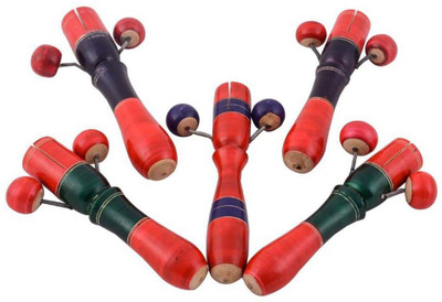 BuzyKart Classic Wooden Toy Tic Tock Noise Maker (Set Of 5)(Multicolor)