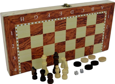

Khadi Eco Basket - 3 in 1 Set (Chess, Checkers, Backgammon) 8 inch Chess Board(Beige, Brown)