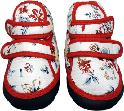 

Surprise Inside Babies Double Strap Velcro Red & White Soft Cotton Base Booties 12 - 18 Month (IMB - 220) Booties(Toe to Heel Length - 15 cm Red)