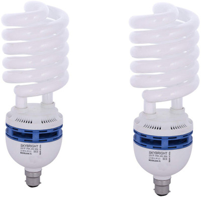 skybright 65 W Basic Spiral B22 CFL Bulb(White, Pack of 2)