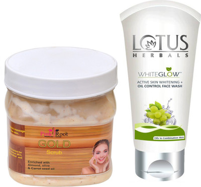

Pink Root GOLD SCRUB 500G WITH LOTUS OIL CONTROL FACEWASH(Set of 2)