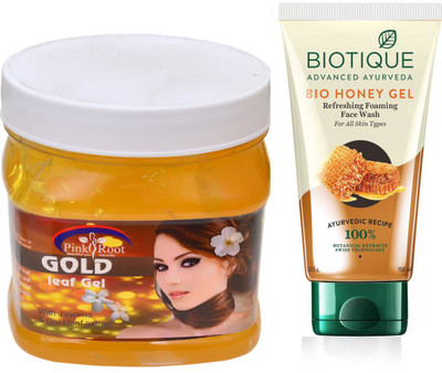 

Pink Root GOLD GEL 500G WITH BIOTIQUE HONEY FACEWASH(Set of 2)