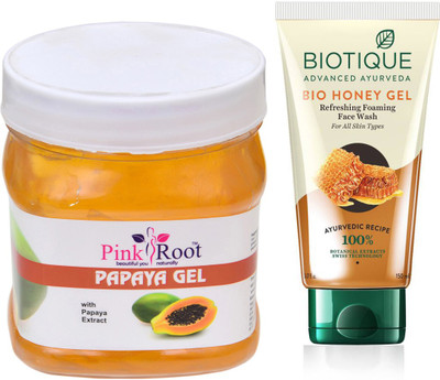 

Pink Root PAPAYA GEL 500G WITH BIOTIQUE HONEY FACEWASH(Set of 2)