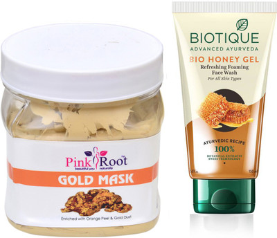 

Pink Root GOLD MASK 500G WITH HONEY FACEWASH(Set of 2)