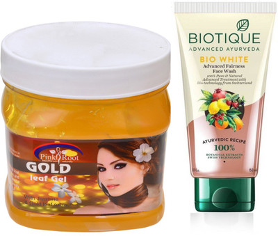 

Pink Root GOLD GEL 500G WITH WHITE FAIRNESS FACEWASH(Set of 2)