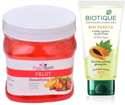 

Pink Root FRUIT GEL 500G WITH PAPAYA FACEWASH(Set of 2)