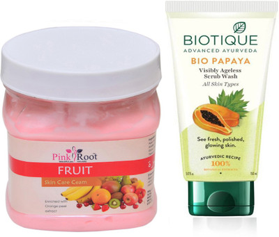 

Pink Root FRUIT CREAM 500G WITH PAPAYA FACEWASH(Set of 2)