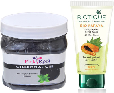 

Pink Root CHRACOAL GEL 500G WITH PAPAYA FACEWASH(Set of 2)