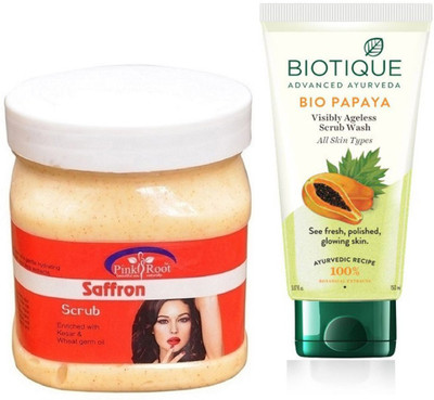 

Pink Root SAFFRON SCRUB 500G WITH PAPAYA FACEWASH(Set of 2)