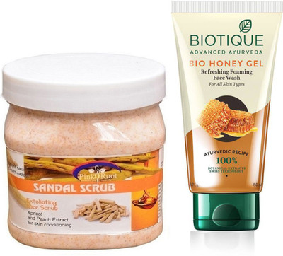 

Pink Root SANDAL SCRUB 500G WITH HONEY FACEWASH(Set of 2)