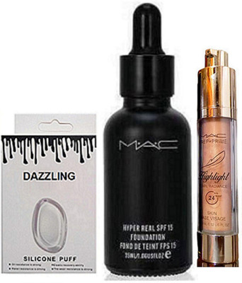 

DAZZLING Silicon Puff & Hyper Real Foundation & Highlighter(Set of 3)