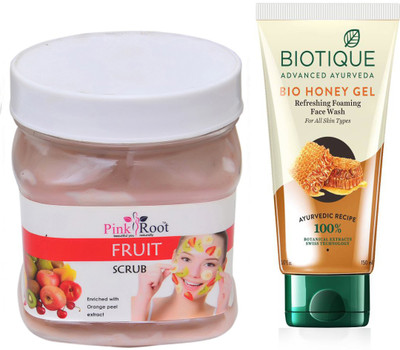 

Pink Root FRUIT SCRUB 500G WITH HONEY FACEWASH(Set of 2)