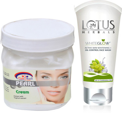 

Pink Root PEARL CREAM 500G WITH LOTUS OIL CONTROL FACEWASH(Set of 2)