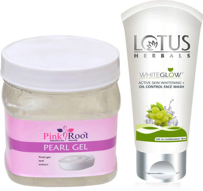 

Pink Root PEARL GEL 500G WITH LOTUS OIL CONTROL FACEWASH(Set of 2)