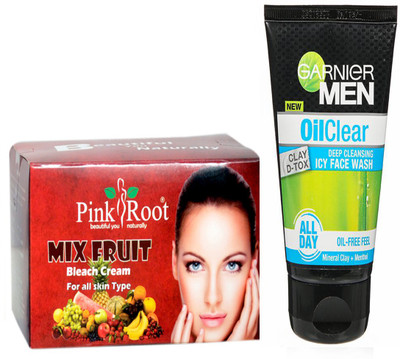 

Pink Root Mix Fruit Bleach 250g WITH Oil Clear Facewash(Set of 2)