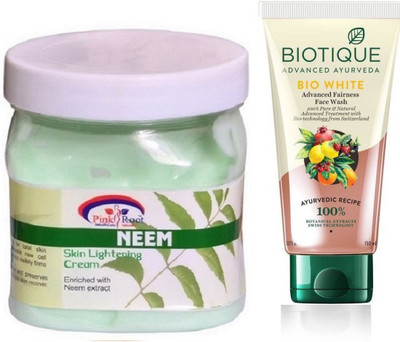 

Pink Root NEEM CREAM 500G WITH BIOTIQUE WHITE FAIRNESS FACEWASH(Set of 2)