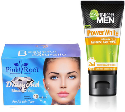 

Pink Root DIAMOND BLEACH 250G WITH GARNIER POWER WHITE FACEWASH(Set of 2)