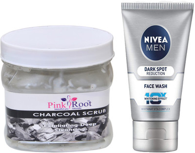 

Pink Root Charcoal Scrub 500ml WITH Men Dark Spot Reduction Face Wash(Set of 2)
