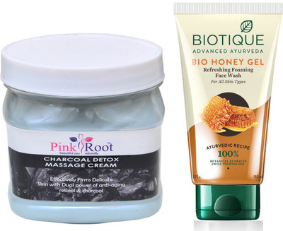 

Pink Root CHARCOAL CREAM 500G WITH BIOTIQUE HONEY FACEWASH(Set of 2)